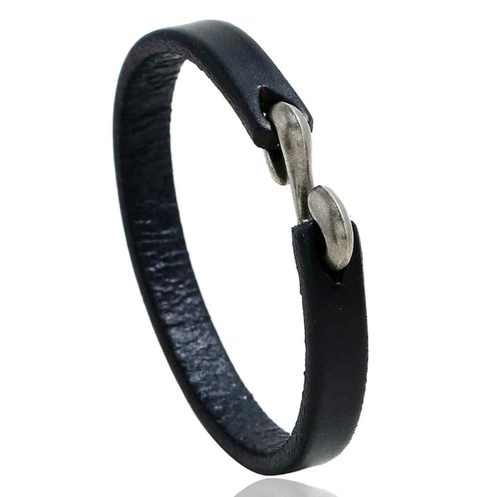Bratara din piele retro simpla, design vintage, negru