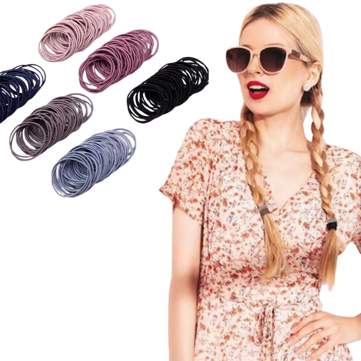 50 darabos többszínű hajgumi készlet gyerekeknek és lányoknak, magas rugalmassággal