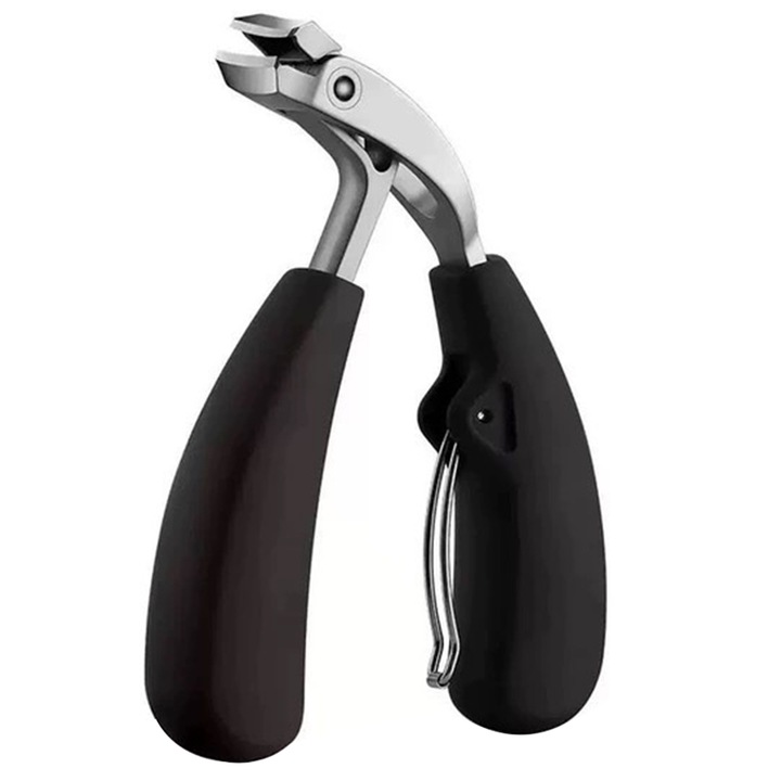 Körömcsipesz, rozsdamentes acél, fröccsenésgátló kialakítás, széles nyílás, fekete