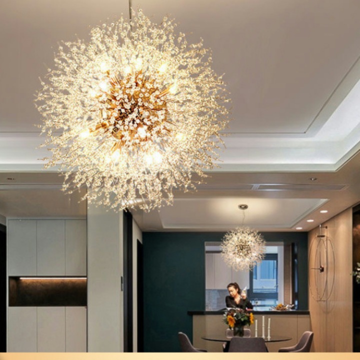 Златист стъклен полилей L17/500, 50см, регулируем 55-100см, фасунга E14, за хол или спалня