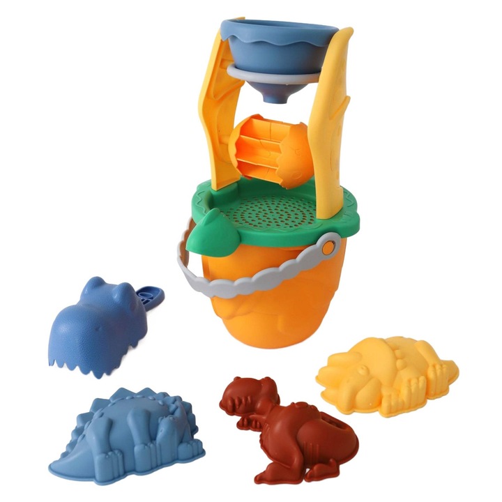 Set Jucarii Nisip, Dino Mill, Portocaliu, 5 Piese