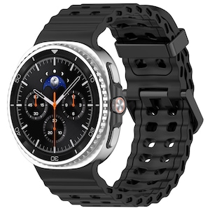 Curea Silicon compatibila cu Samsung Galaxy Watch8 classic 46mm,Galaxy Watch8 40mm/44mm, Ajustabila, Moale placut la atingere, Negru