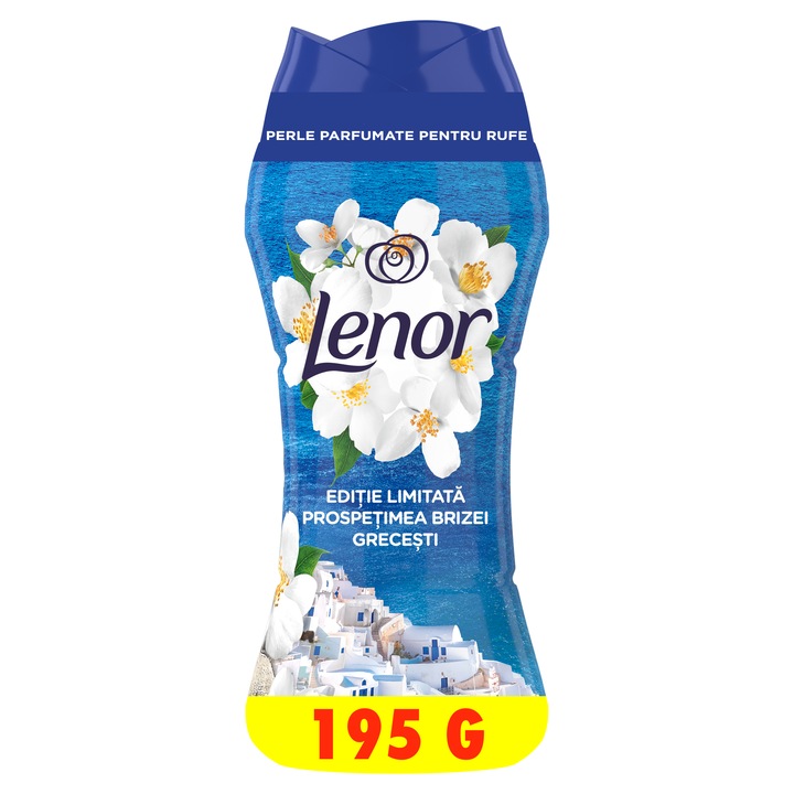 Perle parfumate Lenor Fresh Breeze Of Greek Island cu parfum pentru rufe, 195g