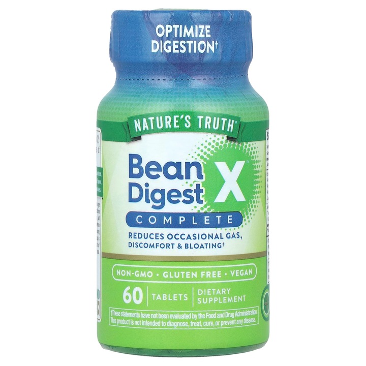 Supliment alimentar, Nature's Truth, Bean Digest X Complete, 60 tablete, vegane