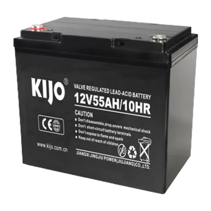 Acumulator Pb-acid AGM Deep Cycle, 12V, 55Ah, conector M6 - KIJO JM12-55