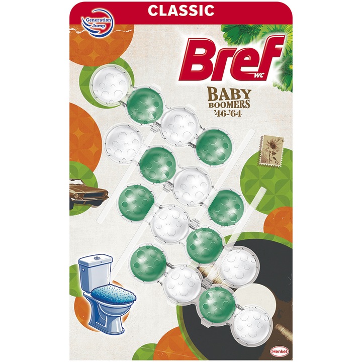 Odorizant Toaletă Bref Power Aktiv Baby Boomers, 4X50 g