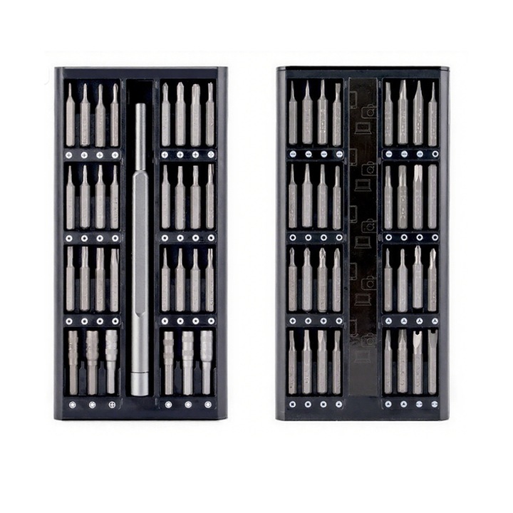 Комплект мини отвертки 63-в-1, прецизен комплект, магнитна кутия, компактни размери