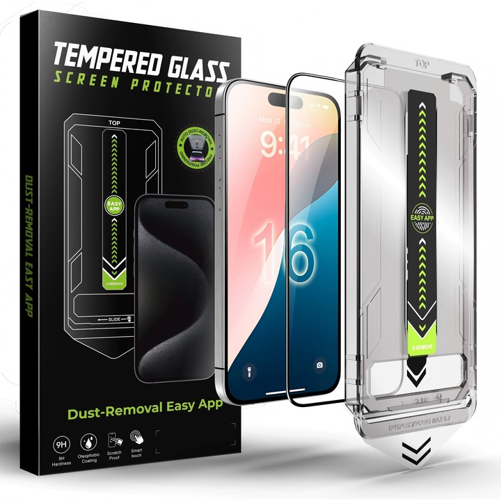 Комплект от 2 протектора от закалено стъкло Bluvista® за iPhone 17 Pro Max, автоматичен монтаж, 9H защита