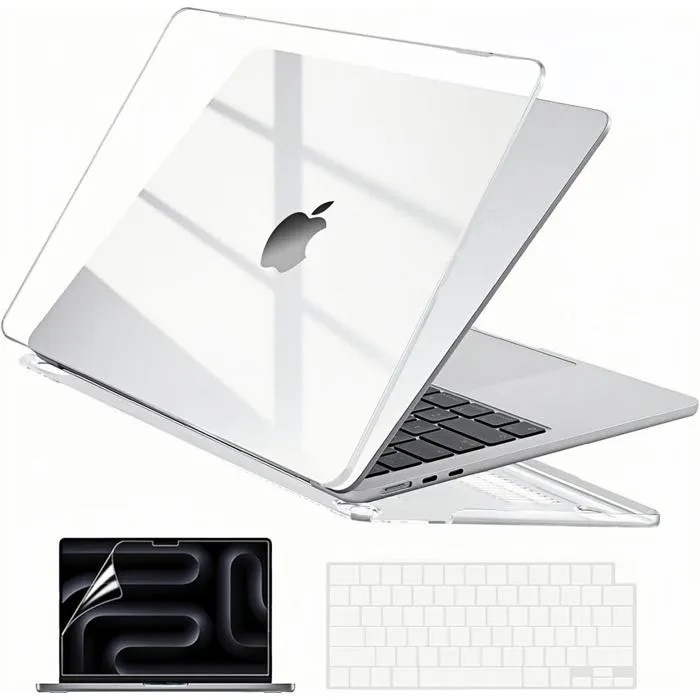 Husa compatibila cu MacBook Air 15 inch 2025 2024 2023, M4 A3241 M3 A3114 M2 A2941, cu folie de protectie pentru ecran si capac pentru tastatura