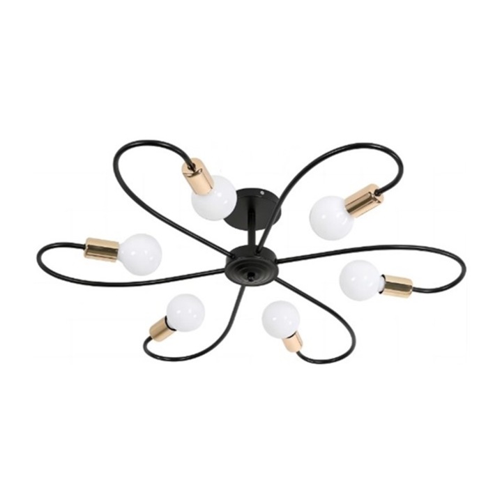 Candelabru modern nordic, cadru pentru lustra LED, Fier, E27, E26, 220V, 50x15cm, auriu/negru, LH90694