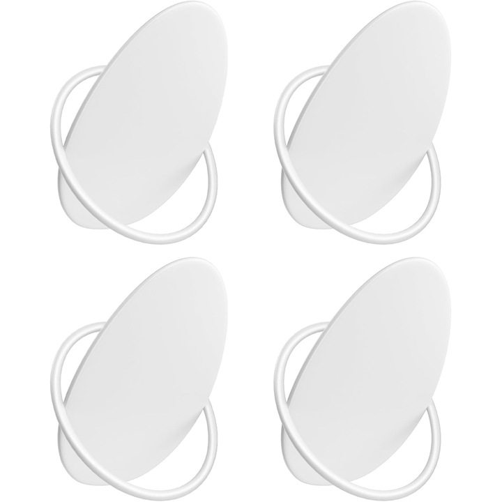 Set 4 carlige perete SONGMICS, design oval din otel, 5 kg per carlig, 9x5x7 cm, alb perlat