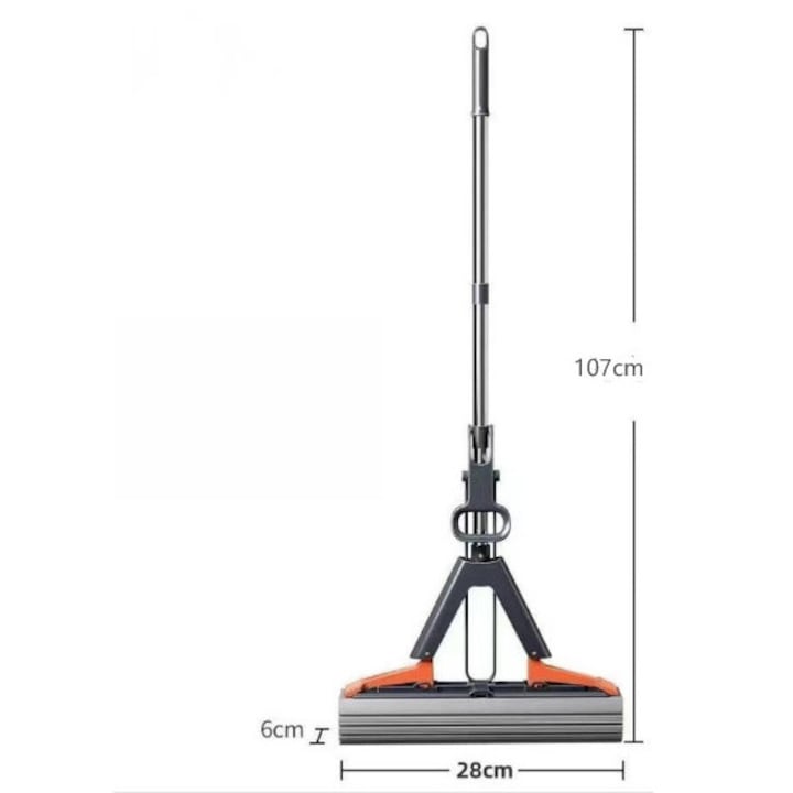 Mop Super Absorbant ZMR® cu Maner Telescopic Reglabil, Sistem Simplu de Stoarcere, Burete Inlocuibil, Ideal pentru Toate Tipurile de Podele – Parchet, Gresie, Marmura, Linoleum, Curatare Eficienta si