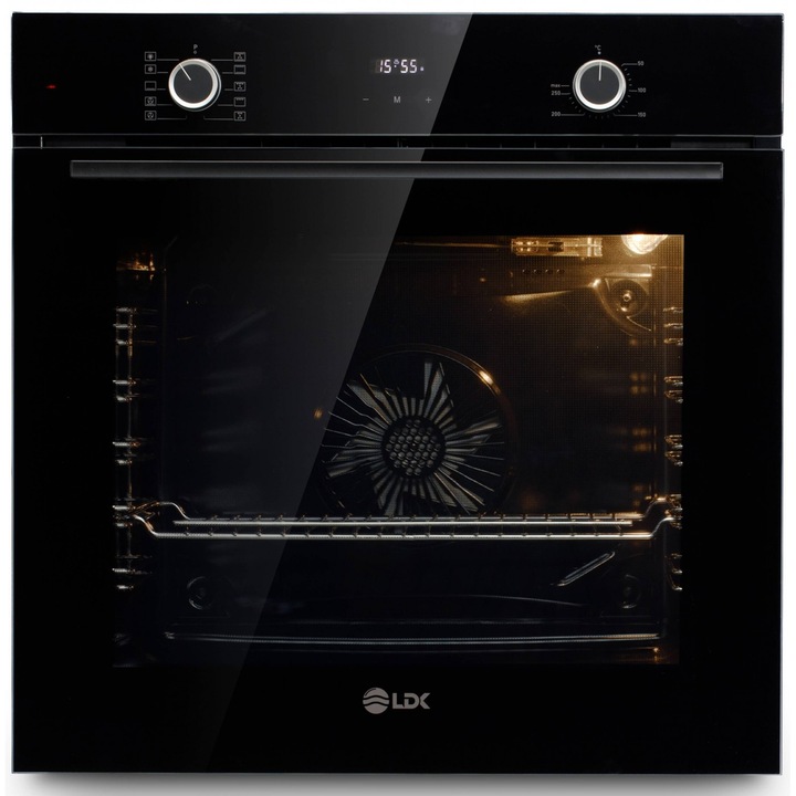 Beépített sütő LDK 1073DBK, A osztály, 73 l-es űrtartalom, 10 funkció, Grill, Turbó, Kiolvasztás, Időzítő, Sütővilágítás fekete