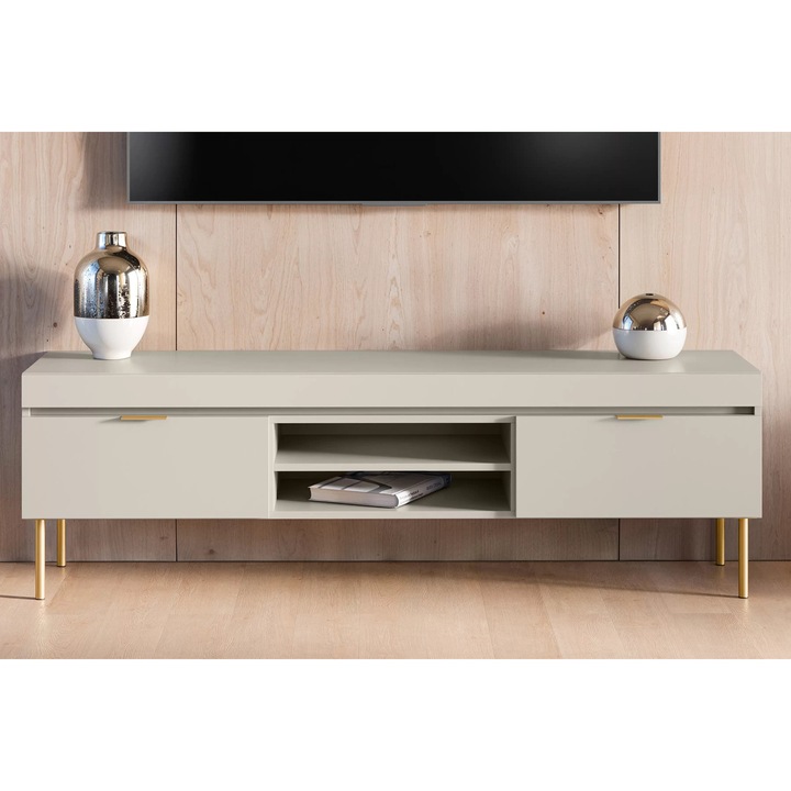 Sentia 157 TV-állvány – kasmír/arany, fém lábak, modern stílus
