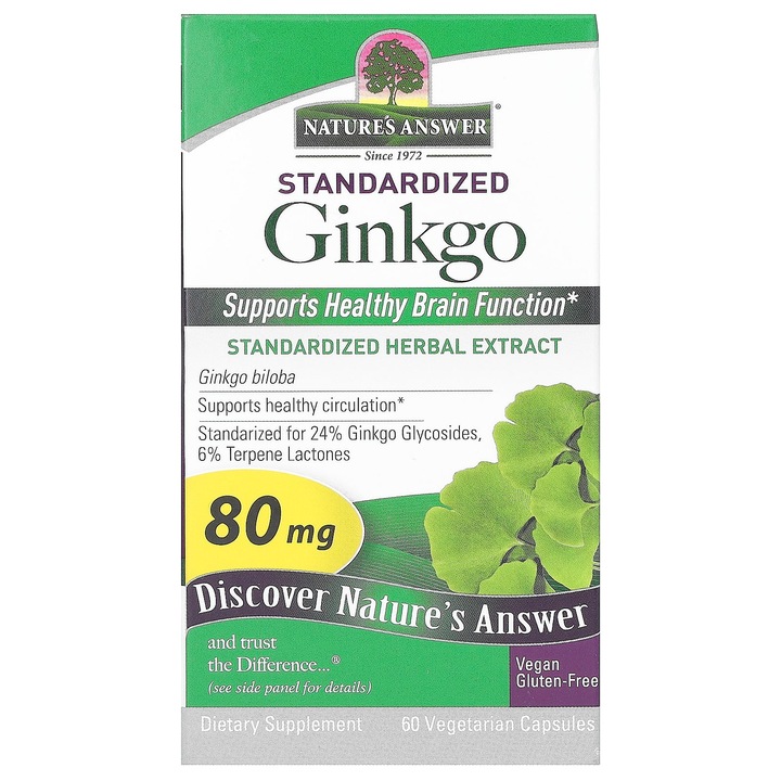 Supliment, Nature's Answer, Ginkgo standardizat, 80 mg, 60 capsule vegetariene