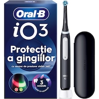 Periuta de dinti electrica Oral-B iO 3, 1 rezerva periuta de dinti electrica, 1 trusa de voiaj, negru