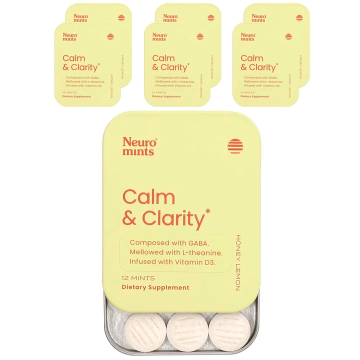 Supliment, NeuroMints, Calm & Clarity, miere cu lamaie, set 6-buc, 12 tablete