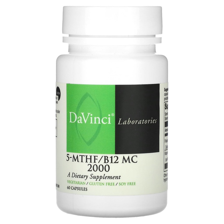 Supliment alimentar, DaVinci Laboratories, 5-MTHF/B12 MC 2000, 60 capsule, vegetarian, fara gluten