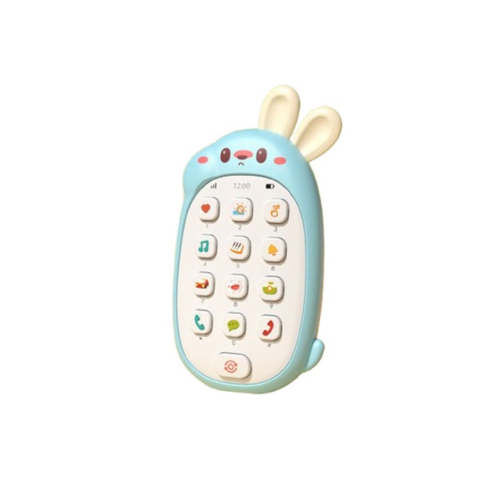Telefon interactiv pentru bebelusi, 12 moduri de invatare, lumini colorate, jucarie din silicon, 6-12 luni