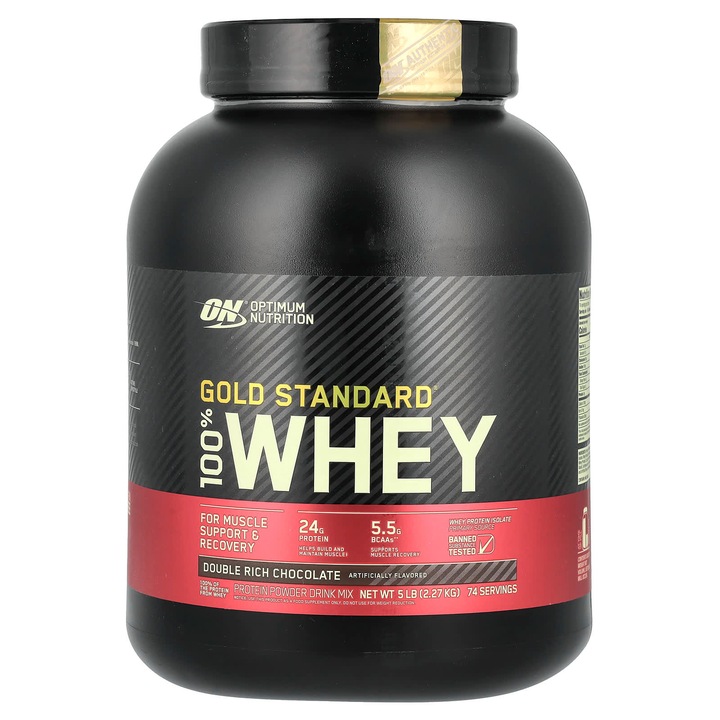 Proteine, Gold Standard 100% Whey, 24g proteine, ciocolata, 2,27 kg