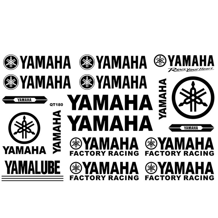 Set Stickere Moto, Yamaha, Premium, Negru, 18 buc