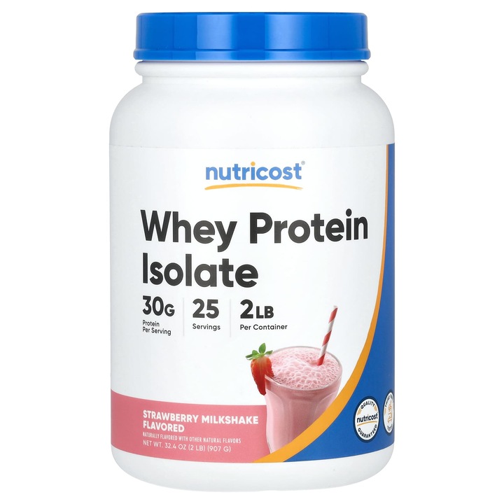 Izolat proteic, Nutricost, milkshake cu capsuni, 907 g