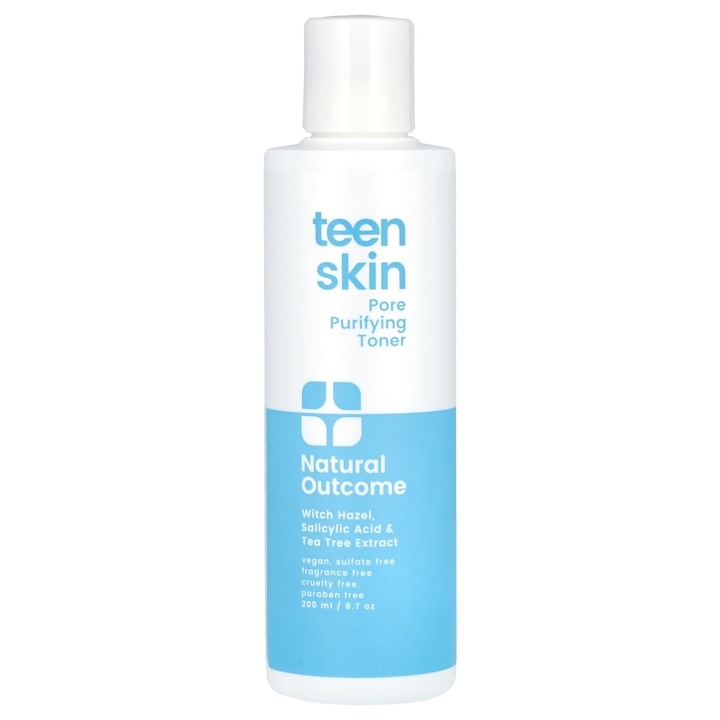 Tonic de curatare pori, Natural Outcome, Teen Skin, 150 ml, cu extract de hamamelis si acid salicilic, vegan