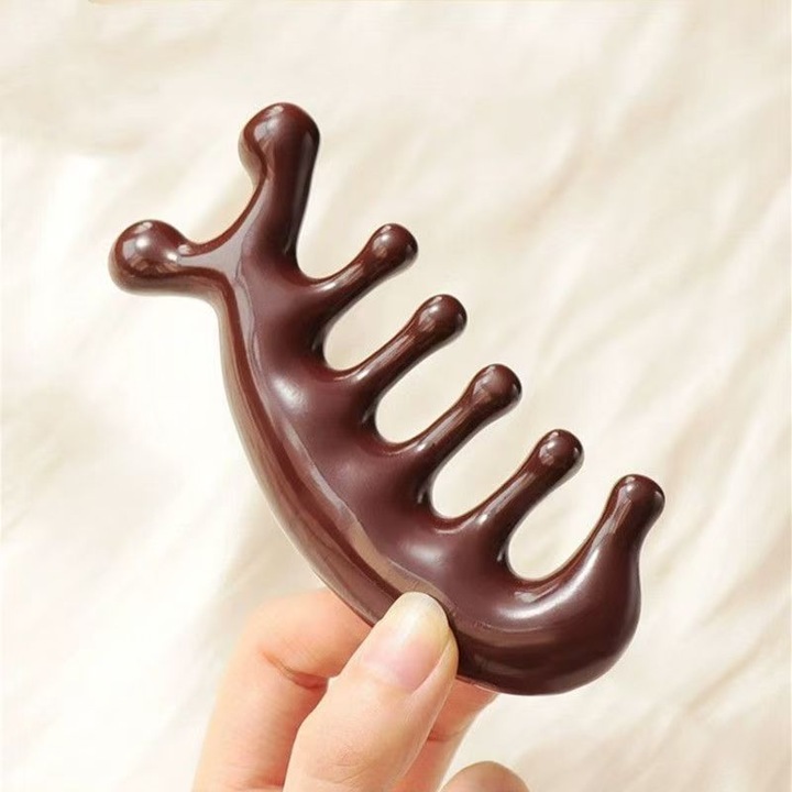 Pieptene de Masaj pentru Scalp si Stimularea Meridianelor – Pieptene cu Dinti Rari pentru Terapie Par, Gua Sha si Relaxare Cap (Portabil, Unisex)