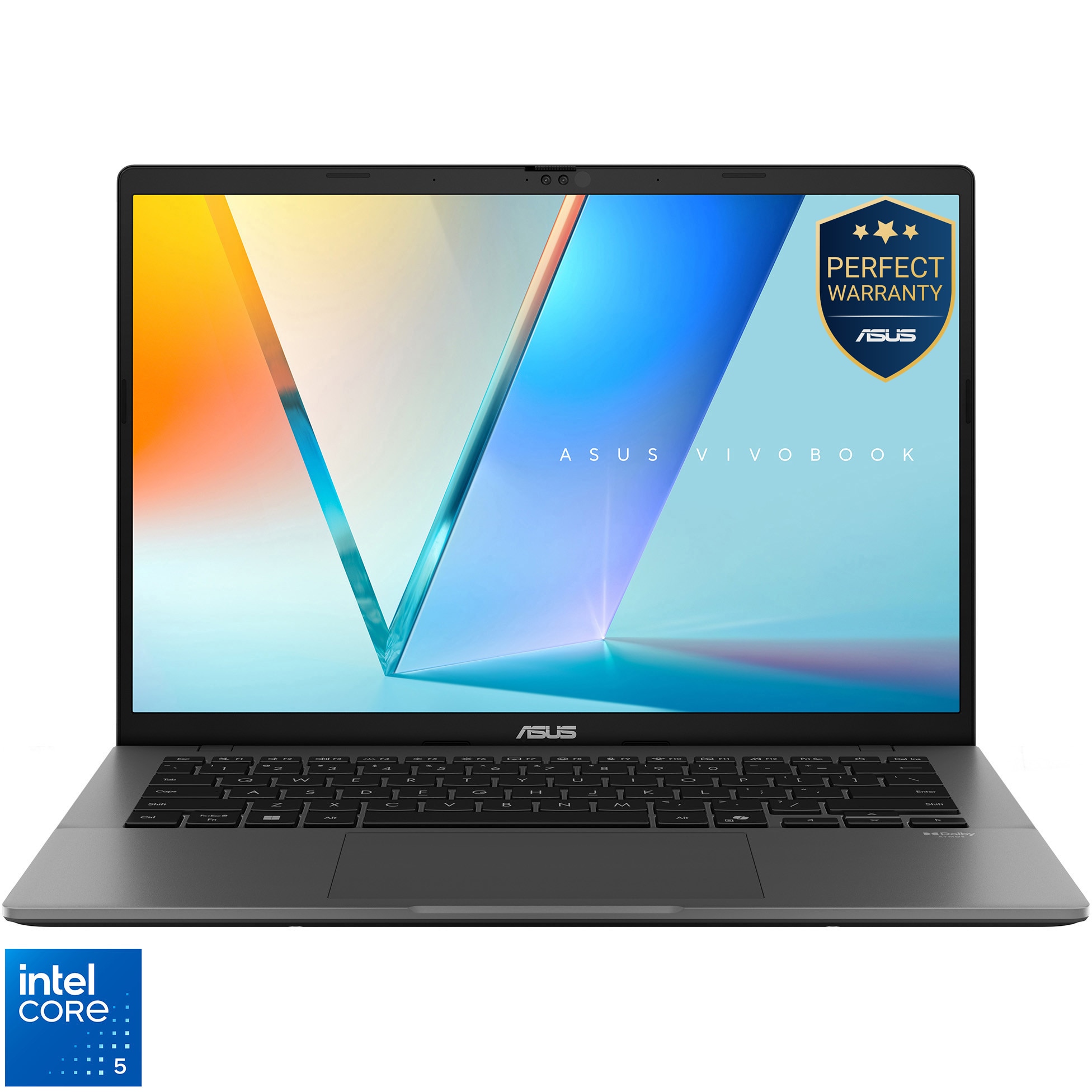 Laptop ASUS Vivobook S14 S3407VA cu procesor Intel® Core™ 5 210H pana la 4.80 GHz, 14'', WUXGA, IPS, 16GB DDR5 RAM, 1TB SSD, Intel® UHD Graphics, Windows 11 Home, Matte Gray