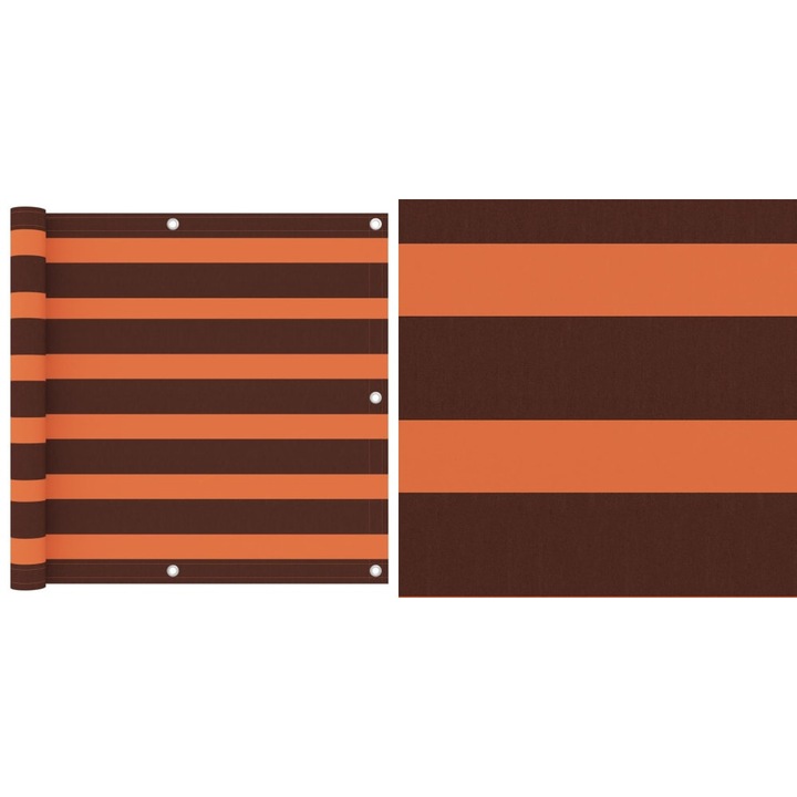 Paravan de balcon portocaliu si maro 90x600 cm tesatura oxford