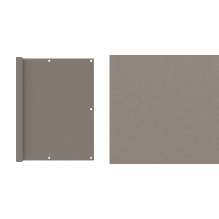 Paravan de balcon, gri taupe, 120x600 cm, tesatura oxford
