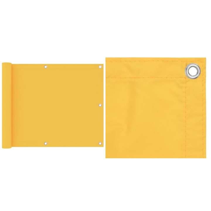 Paravan de balcon, galben, 75 x 500 cm, tesatura oxford