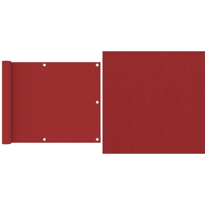 Paravan de balcon, rosu, 75 x 500 cm, tesatura oxford