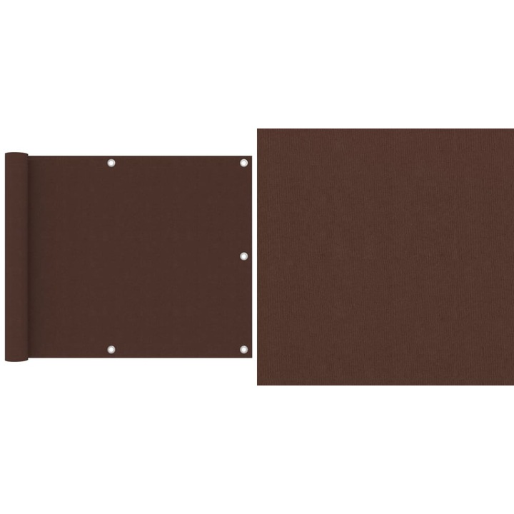 Paravan de balcon, maro, 75 x 500 cm, tesatura oxford