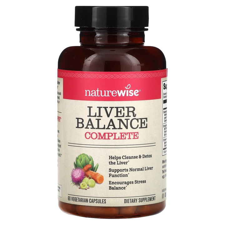 Supliment alimentar, NatureWise, Liver Balance Complete, 60 capsule vegetale, vegan, fara gluten