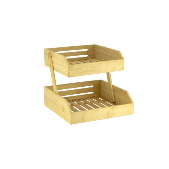 Suport bambus cu 2 nivele pentru fructe si legume CULINARO 27x27xh23cm