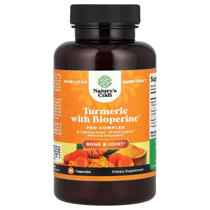 Supliment alimentar, Nature's Craft, turmeric cu Bioperine, 90 capsule