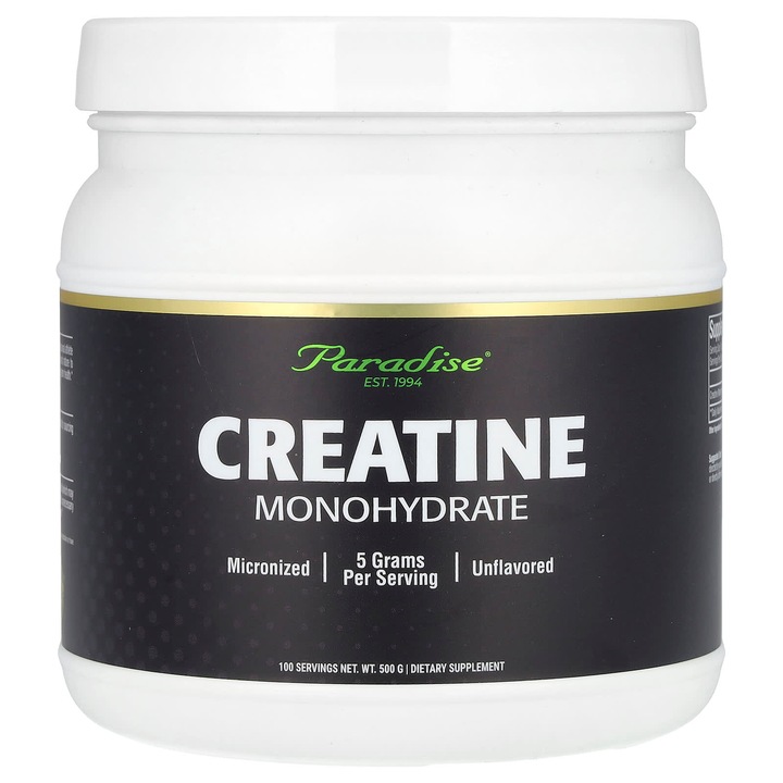 Creatina, Paradise Herbs, monohidrat, 500 g, nearomatizat