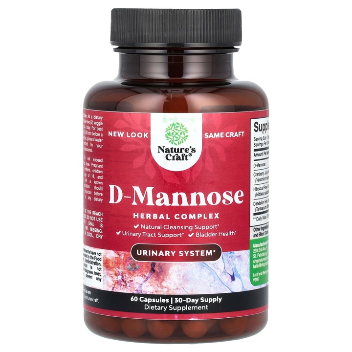D-manoza cu merisor, Nature's Craft, 60 capsule, vegan, fara gluten