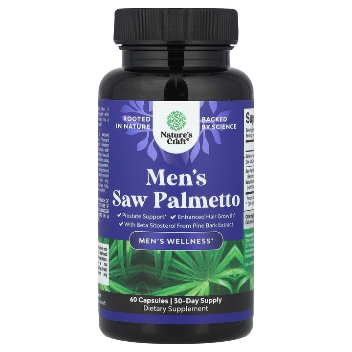 Supliment, Nature's Craft, Saw Palmetto pentru barbati, 60 capsule