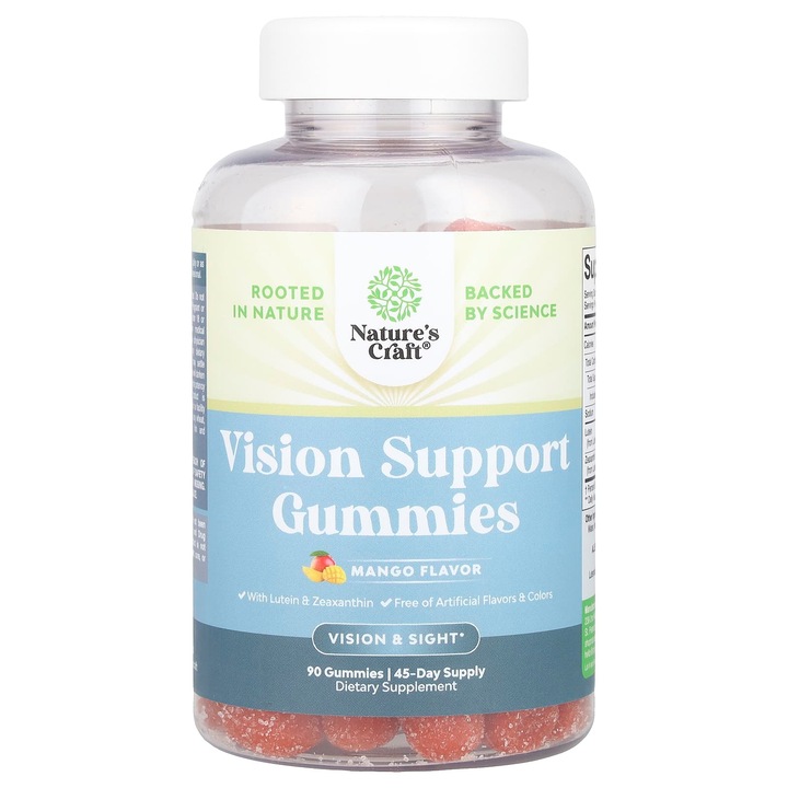 Suplimente alimentare, Nature's Craft, Vision Support Gummies, mango, 90 jeleuri