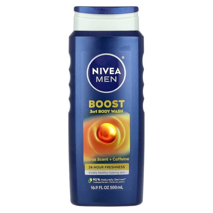 Nivea 3 az 1-ben tusfürdő, férfiaknak, citrus aroma + koffein, 500 ml