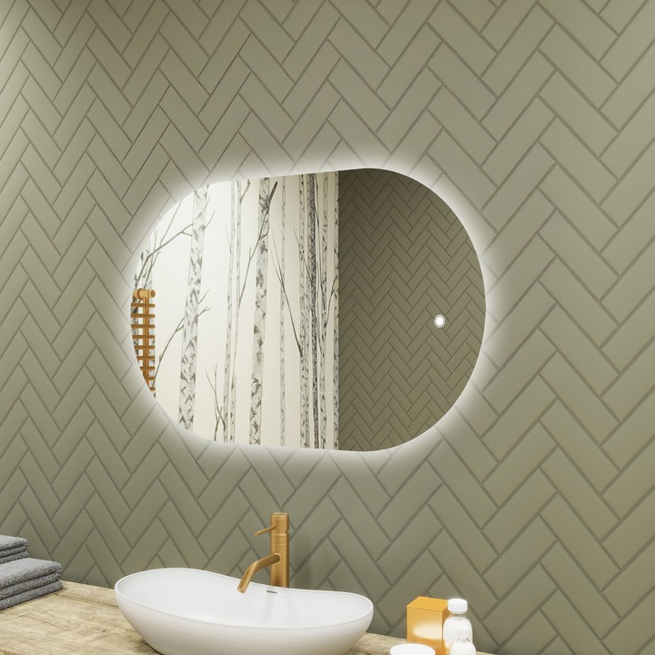 Oglinda baie cu iluminare LED, ARTFORMA, 80x50cm, intrerupator touch, LED Dual