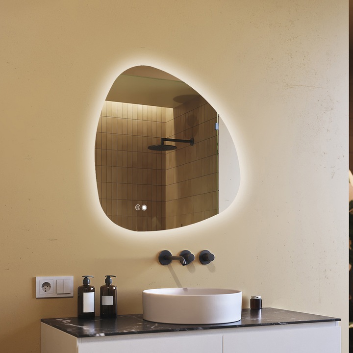 Oglinda baie cu iluminare LED, ARTFORMA, 84x84, intrerupator touch, Functie dezaburire, LED Dual