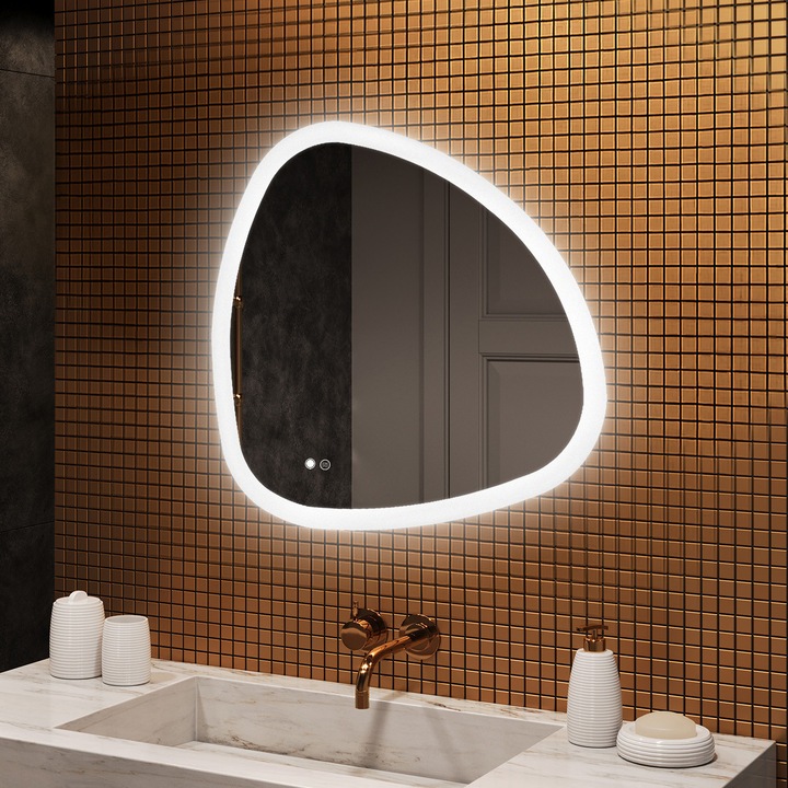 Oglinda baie cu iluminare LED, ARTFORMA, 84x84, intrerupator touch, Functie dezaburire, LED Dual