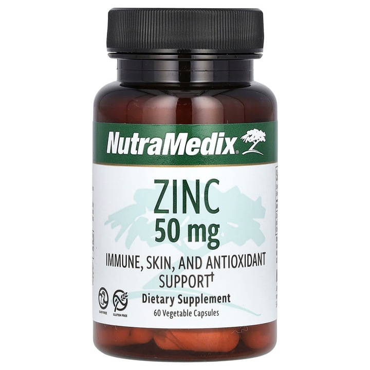 Supliment alimentar NutraMedix Zinc, 50 mg, 60 capsule vegetale, suport imunitar, fara gluten