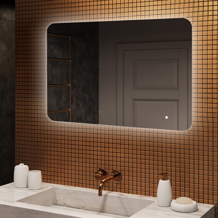 Oglinda baie cu iluminare LED, Artforma, touch, 100x70cm