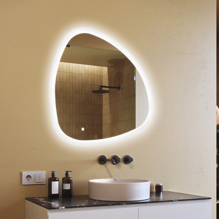 Oglinda de baie cu iluminare LED, ARTFORMA, 94x94, intrerupator touch, LED Dual