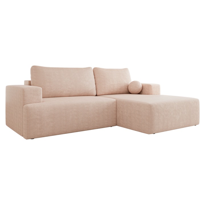 Coltar cu functie de dormit Dmiore dreapta, MIRJAN 24, roz deschis, 163x266x93 cm