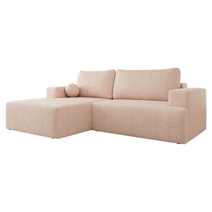 Coltar cu functie de dormit Dmiore stanga, MIRJAN 24, roz deschis, 163x266x93 cm